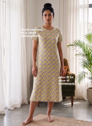 Buy_Blossom_Casual_Below-Knee_Length_Round_Neck_Printed_Cotton_Spandex_Dress_Yellow-