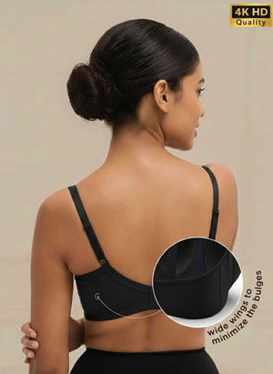 Cover And Hold-Wire-Free Non-Padded Support Bra with Side Sling,Cushioned Straps & Nipple Concealer