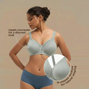 Cover And Hold-Wire-Free Non-Padded Support Bra with Side Sling,Cushioned Straps & Nipple Concealer