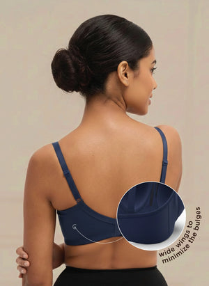 Cover And Hold-Wire-Free Non-Padded Support Bra with Side Sling,Cushioned Straps & Nipple Concealer