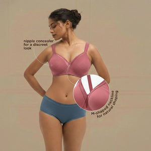 Cover And Hold-Wire-Free Non-Padded Support Bra with Side Sling,Cushioned Straps & Nipple Concealer