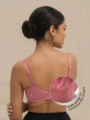Cover And Hold-Wire-Free Non-Padded Support Bra with Side Sling,Cushioned Straps & Nipple Concealer