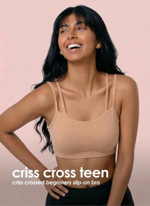 Criss Cross Teen Bra - Cotton Stretch Slip-On for Girls | Blossom