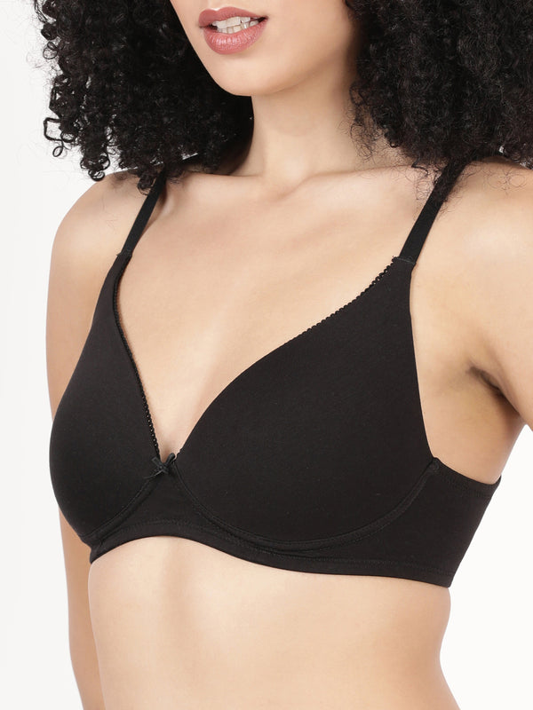 First Touch Pad - Lightly Padded Plunge Bra with Cotton Comfort,  & Delicate Lace Trim