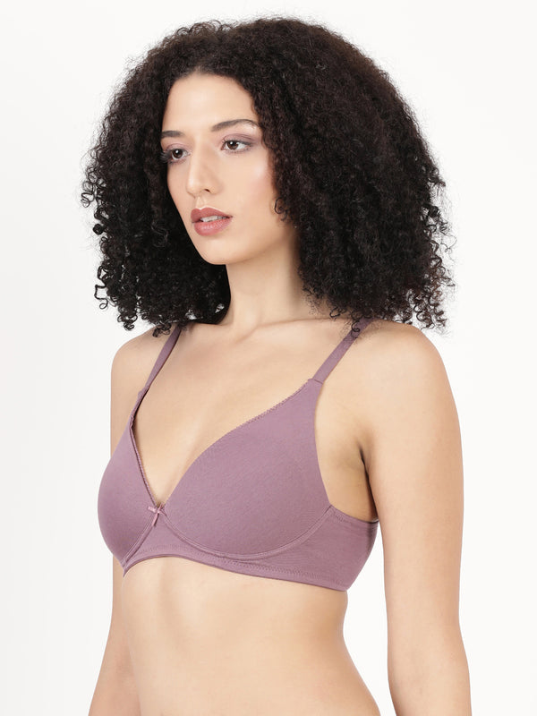 First Touch Pad - Lightly Padded Plunge Bra with Cotton Comfort,  & Delicate Lace Trim