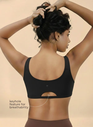 Buy_Blossom_Double layerd_Aesthetic_Slip_On_non padded_stretchable Cotton Bra_Teens_Bra_black