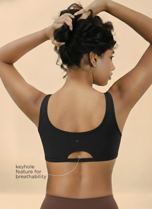 Buy_Blossom_Double layerd_Aesthetic_Slip_On_non padded_stretchable Cotton Bra_Teens_Bra_black