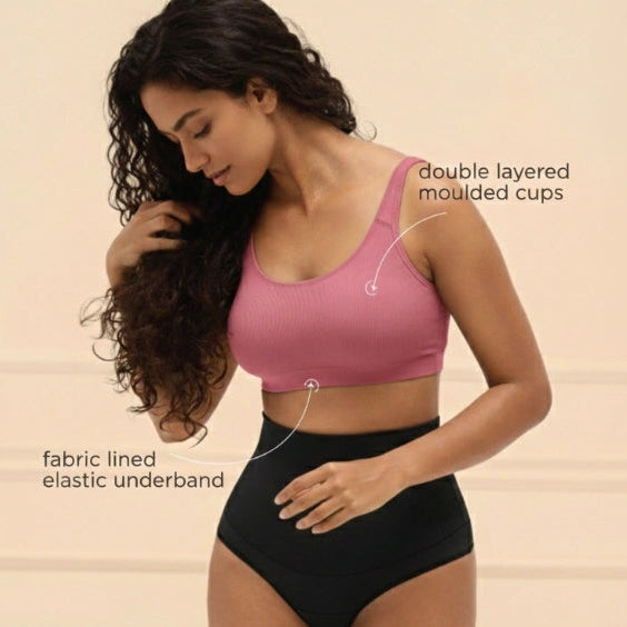 Buy_Blossom_Double layerd_Aesthetic_Slip_On_non padded_stretchable Cotton Bra_Teens_Bra