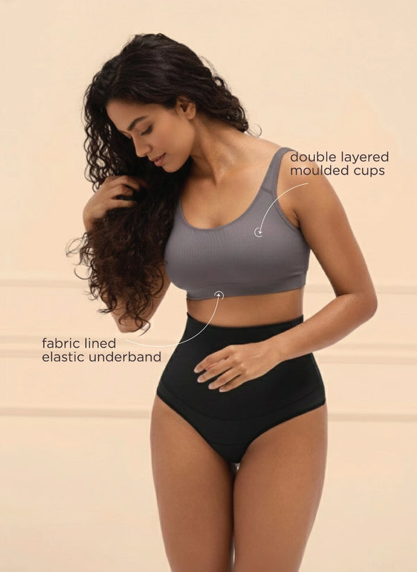 Buy_Blossom_Double layerd_Aesthetic_Slip_On_non padded_stretchable Cotton Bra_Teens_Bra_silver grey