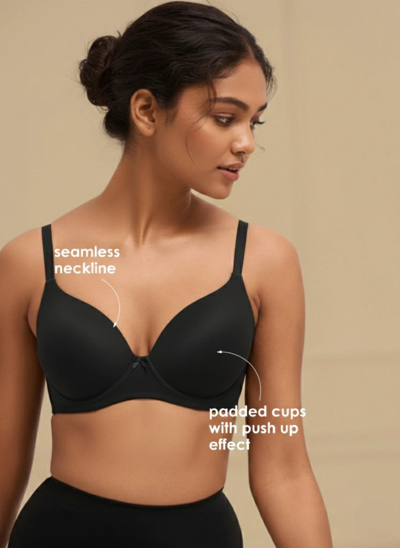 Pushup Bra BL PC 03 - Non-Wired Lightly Padded Level 1 Push-Up Seamless Bra