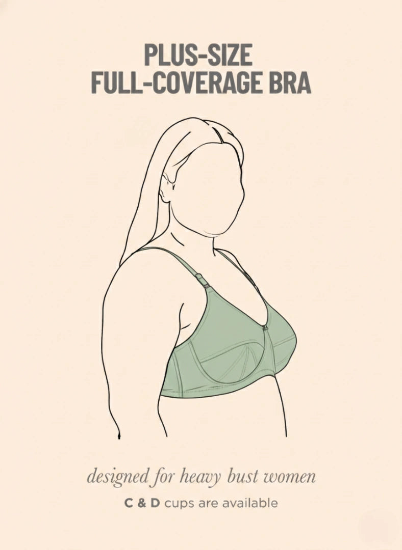 Pretty Plus Bra - Plus Size Support Bra – Full Coverage with Reinforced Support for Heavy-Busted Women
