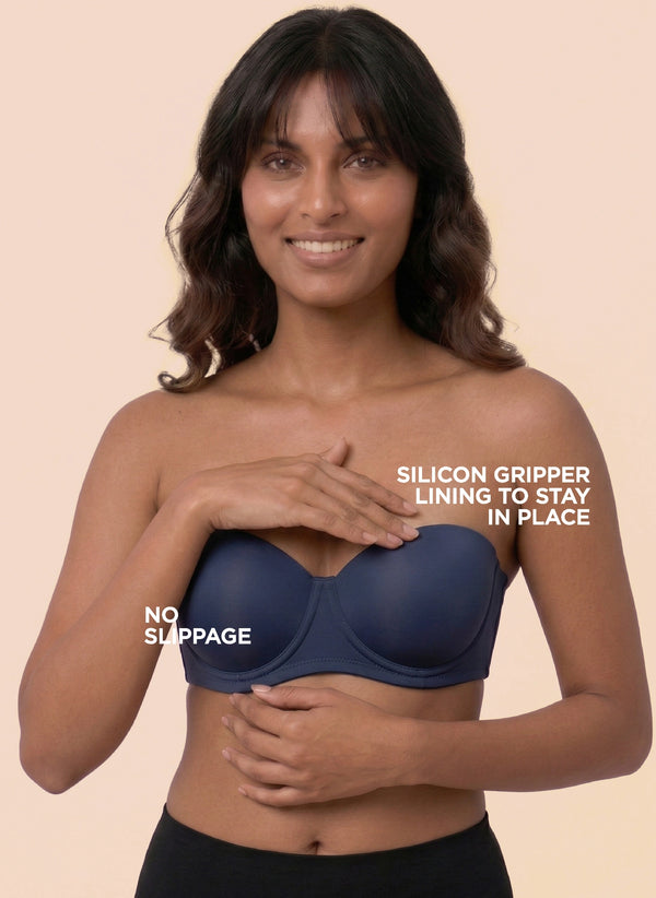 2Buy_Blossom_Strapless_Bra_medium_padded_Bra_Demi_cup_Padded_Bra_NAVY_BLUE