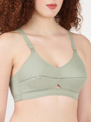Woven Rings - Stretchable Cotton Bra With Double-Layered Cups, Circular Stitching For Strong Support