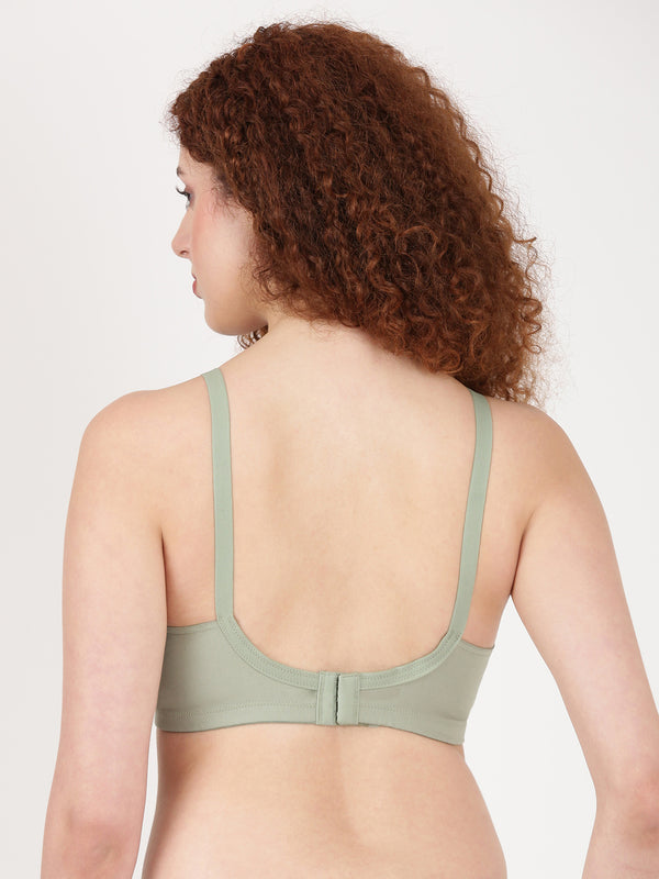Woven Rings - Stretchable Cotton Bra With Double-Layered Cups, Circular Stitching For Strong Support