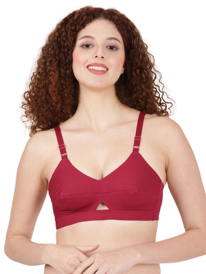 Woven Rings - Stretchable Cotton Bra With Double-Layered Cups, Circular Stitching For Strong Support