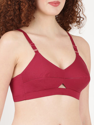 Woven Rings - Stretchable Cotton Bra With Double-Layered Cups, Circular Stitching For Strong Support