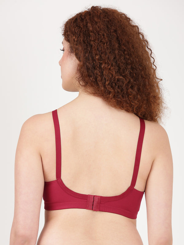 Woven Rings - Stretchable Cotton Bra With Double-Layered Cups, Circular Stitching For Strong Support