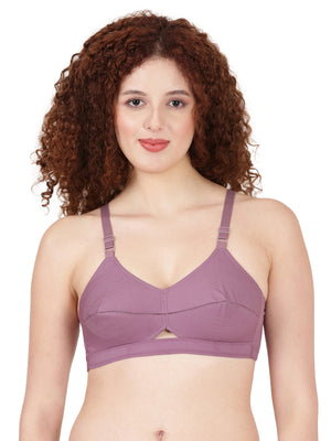 Woven Rings - Stretchable Cotton Bra With Double-Layered Cups, Circular Stitching For Strong Support