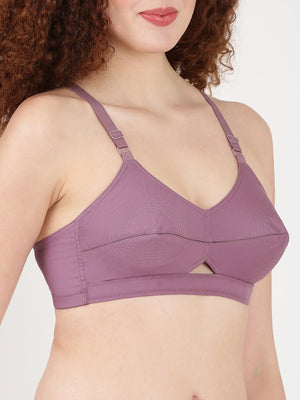 Woven Rings - Stretchable Cotton Bra With Double-Layered Cups, Circular Stitching For Strong Support