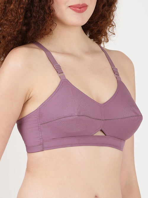 Woven Rings - Stretchable Cotton Bra With Double-Layered Cups, Circular Stitching For Strong Support