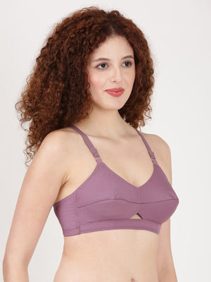 Woven Rings - Stretchable Cotton Bra With Double-Layered Cups, Circular Stitching For Strong Support