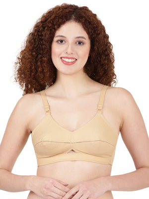 Woven Rings - Stretchable Cotton Bra With Double-Layered Cups, Circular Stitching For Strong Support
