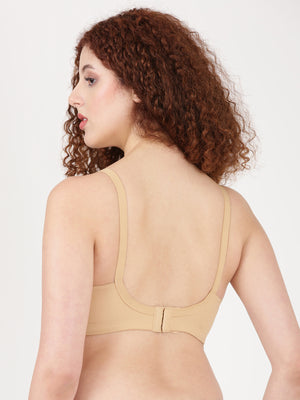 Woven Rings - Stretchable Cotton Bra With Double-Layered Cups, Circular Stitching For Strong Support