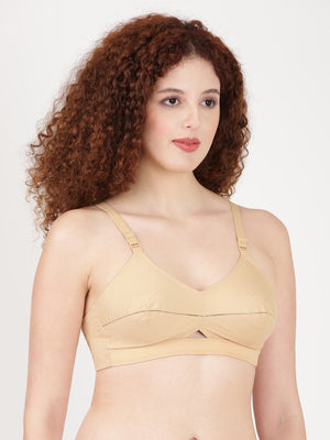 Woven Rings - Stretchable Cotton Bra With Double-Layered Cups, Circular Stitching For Strong Support