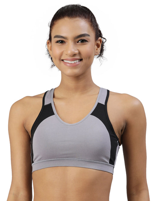 Buy_Blossom_Workout_Bra_slip_on_bra_racerback_double_layered_fabric_Silver_Grey