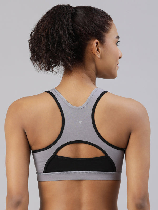 Buy_Blossom_Workout_Bra_slip_on_bra_racerback_double_layered_fabric_Silver_Grey
