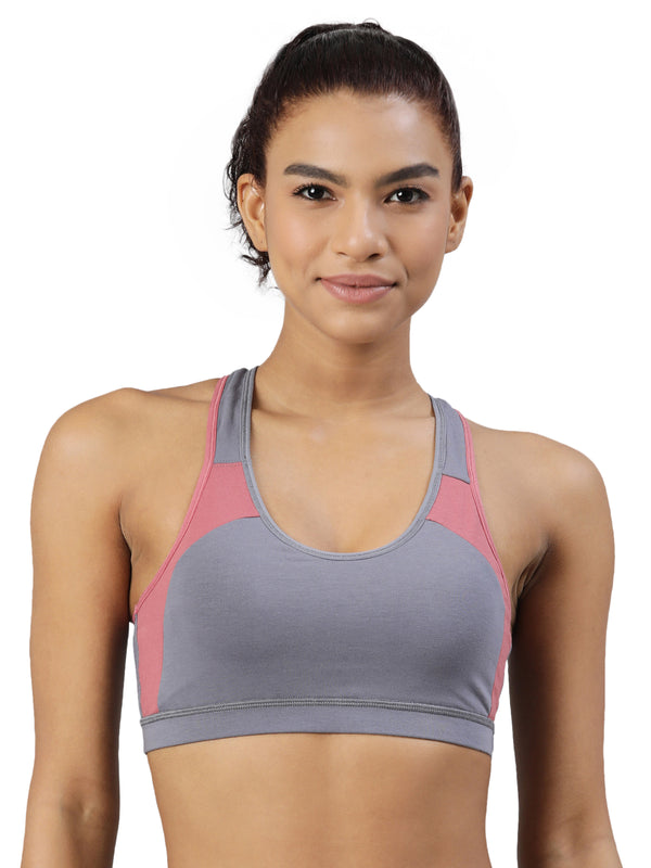 Buy_Blossom_Workout_Bra_slip_on_bra_racerback_double_layered_fabric_Silver_Grey_Red