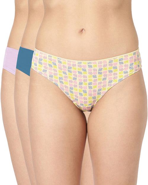 Buy_Blossom_cotton_Panty_Hipster_low rise_concealed Elastic _bikini_waistband_plain and print_assorted Panty_3Pack