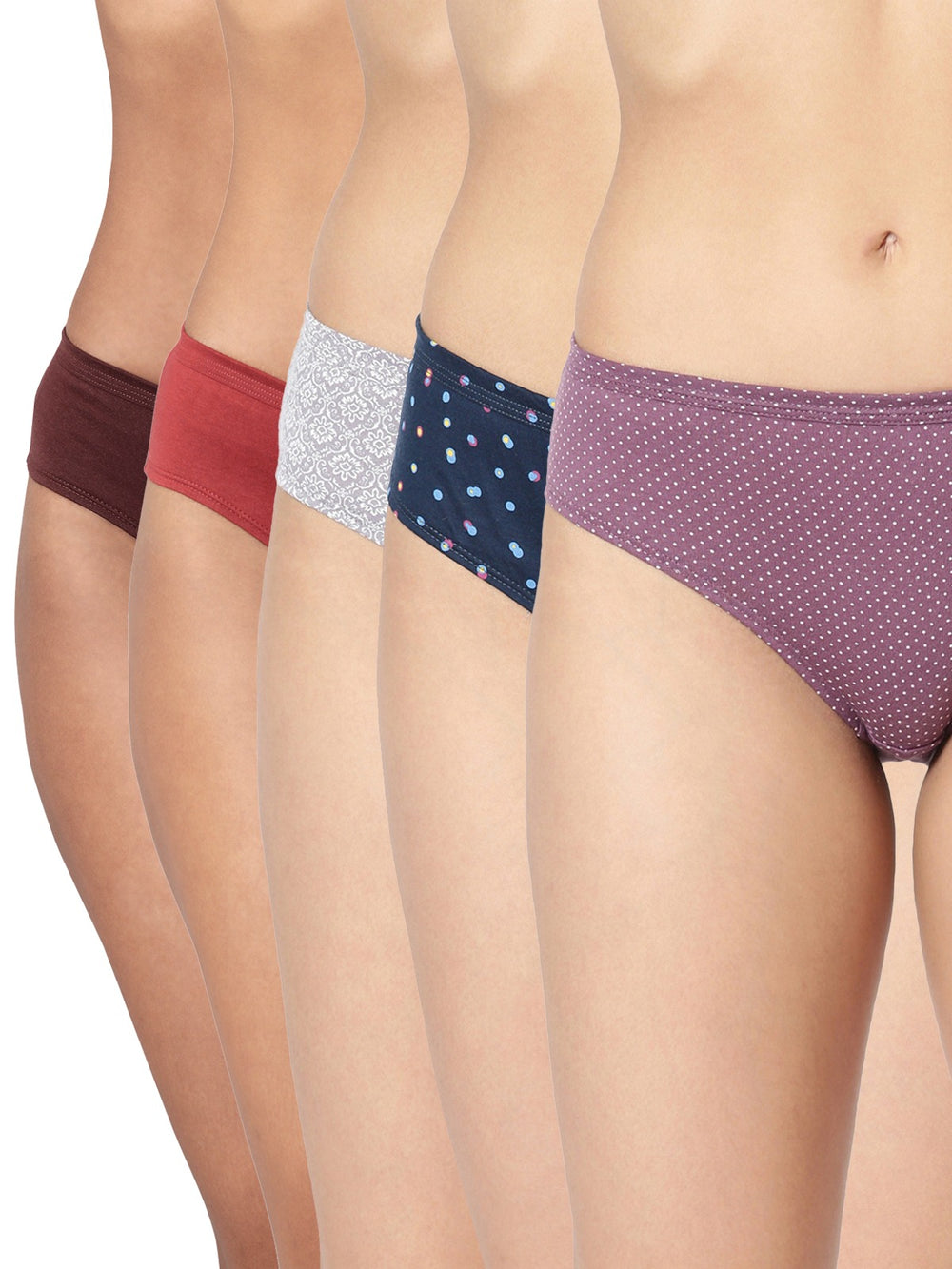Buy_Blossom_cotton_Panty_mid rise_inner_ Elastic_full coverage_semi bikni_printed and plain assorted Panty_5Pack