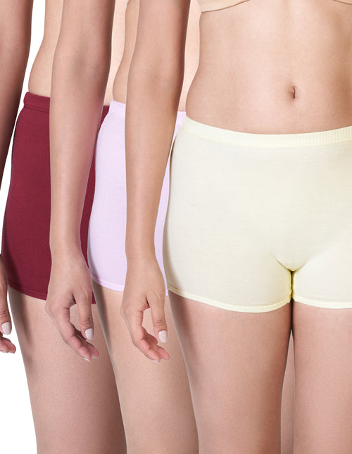 Buy_Blossom_full coverage_cotton_Panty_boy short_mid rise_Flattering Silhouette_concealed Inner Elastic_assorted Panty_3Pack