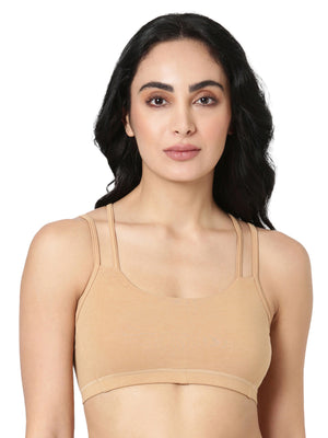 Criss Cross Teen Bra - Cotton Stretch Slip-On for Girls