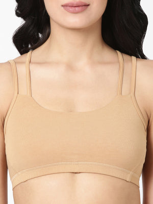 Criss Cross Teen Bra - Cotton Stretch Slip-On for Girls