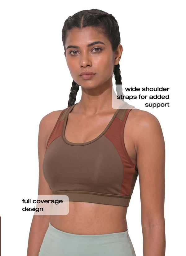 Workout Bra - Medium Impact Racerback Sports Bra With Removable Cups, Antimicrobial Fabric