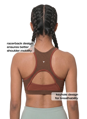 Workout Bra - Medium Impact Racerback Sports Bra With Removable Cups, Antimicrobial Fabric