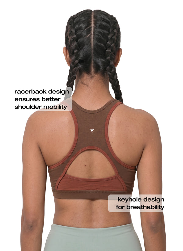 Workout Bra - Medium Impact Racerback Sports Bra With Removable Cups, Antimicrobial Fabric