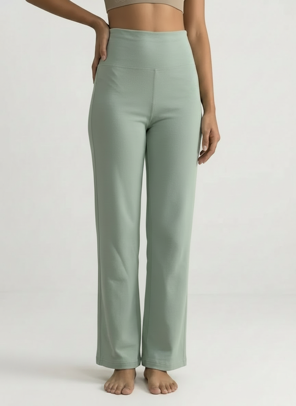 BL AL B 33 - High-Waist Wide Leg Athleisure Pants with 4-Way Stretch Fabric, Relaxed Fit, Broad Waistband, Breathable Comfort & Elegant Fluid Drape for Everyday Wear