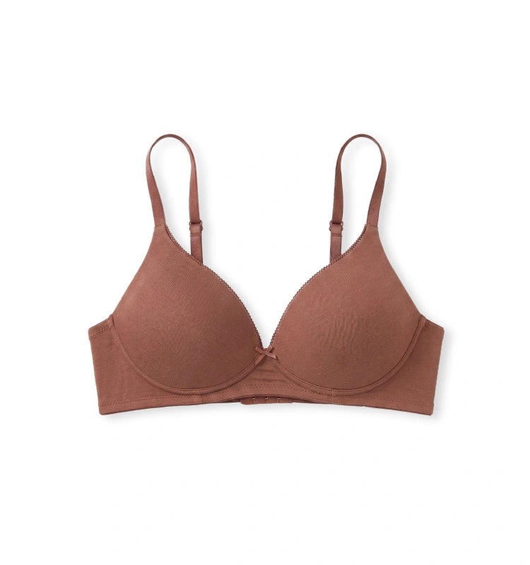 First Touch Pad - Lightly Padded Plunge Bra with Cotton Comfort,  & Delicate Lace Trim