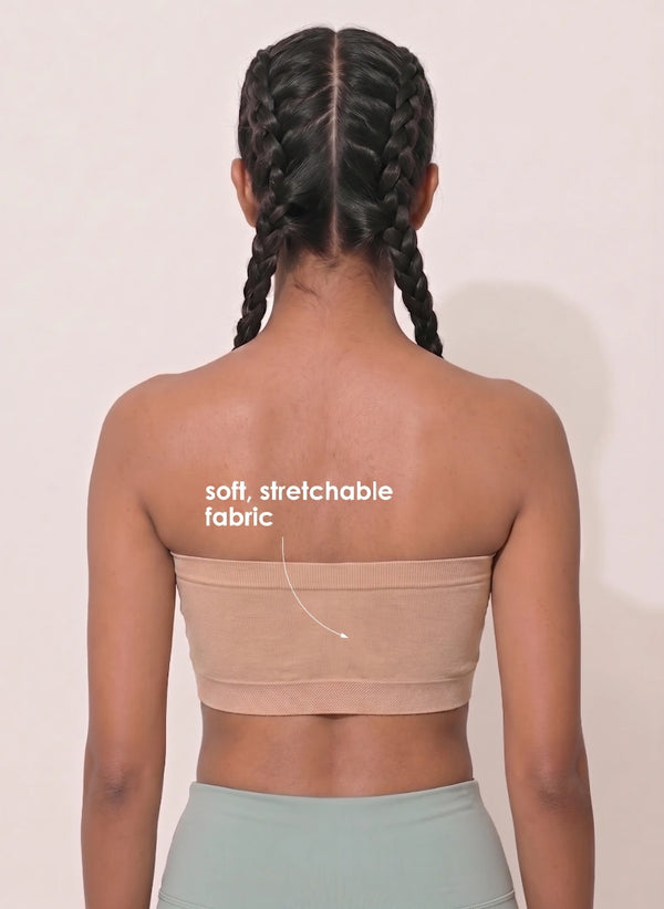 BL SL B 57 - Strapless bandeau-style wire-free bra with center front ruching cups and a seamless broad underband for support