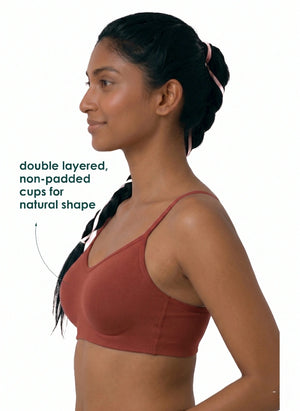 Glowing Bra - Soft Cotton Double Layered Stretchable Seamless Non-Padded Elasticated Bottom Band