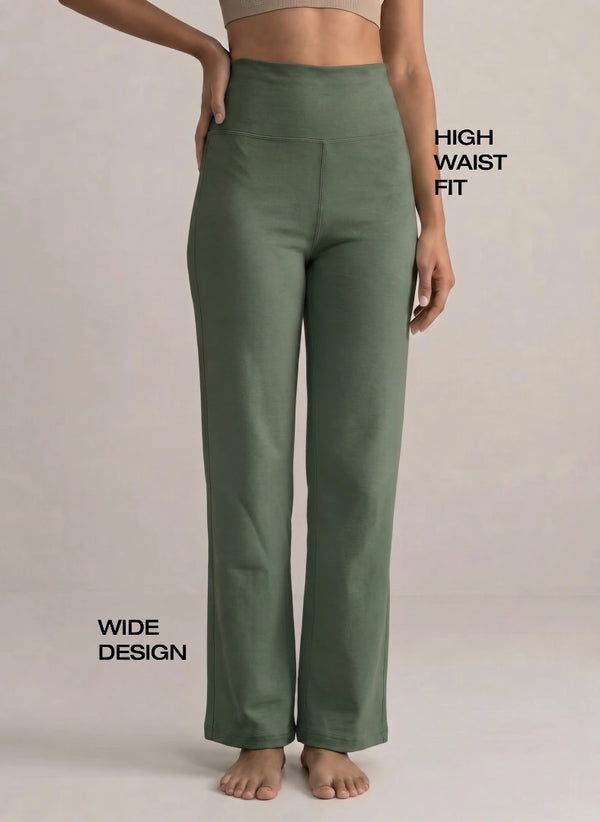 BL AL B 33 - High-Waist Wide Leg Athleisure Pants with 4-Way Stretch Fabric, Relaxed Fit, Broad Waistband, Breathable Comfort & Elegant Fluid Drape for Everyday Wear