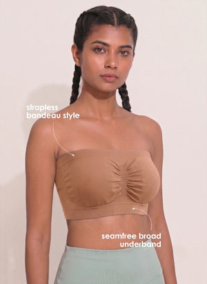 BL SL B 57 - Strapless bandeau-style wire-free bra with center front ruching cups and a seamless broad underband for support