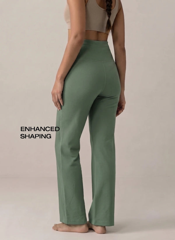 BL AL B 33 - High-Waist Wide Leg Athleisure Pants with 4-Way Stretch Fabric, Relaxed Fit, Broad Waistband, Breathable Comfort & Elegant Fluid Drape for Everyday Wear
