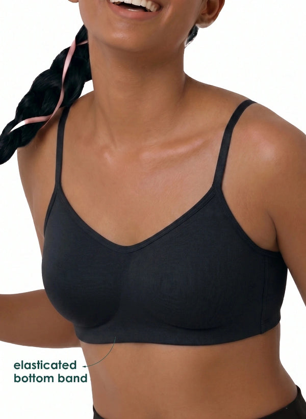 Glowing Bra - Soft Cotton Double Layered Stretchable Seamless Non-Padded Elasticated Bottom Band
