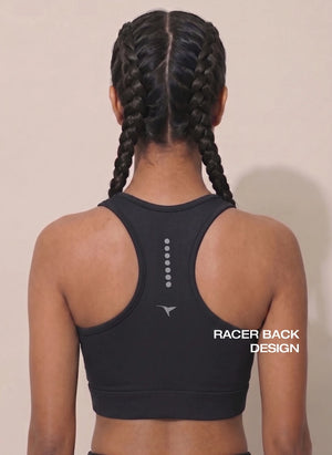 BL AL S 22 - High Coverage Racerback Sports Bra with Laser Print Front Panel, Sweat-Wicking Fabric, Wide Support Band & Bounce-Control Comfort for Active and Daily Wear