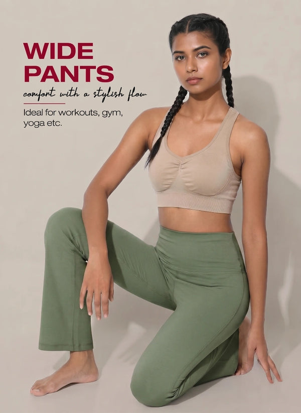 BL AL B 33 - High-Waist Wide Leg Athleisure Pants with 4-Way Stretch Fabric, Relaxed Fit, Broad Waistband, Breathable Comfort & Elegant Fluid Drape for Everyday Wear
