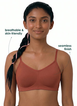 Glowing Bra - Soft Cotton Double Layered Stretchable Seamless Non-Padded Elasticated Bottom Band